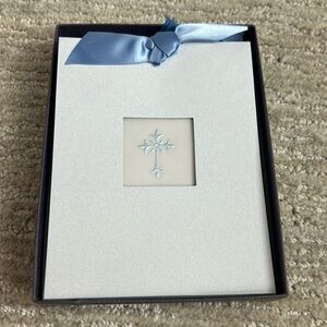 Vellum Blue Cross Notecards with Satin Ribbon